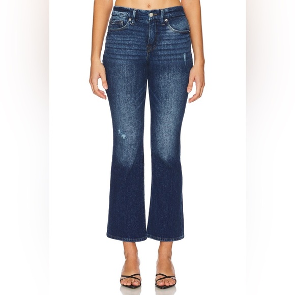 Good American Good Petite Bootcut Jeans in Indigo 704 Dark Wash - Picture 1 of 9